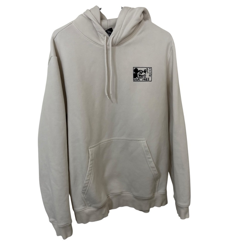 H&M x Mickey Mouse x Keith Haring Men's off white Beige Pullover Hoodie sweater